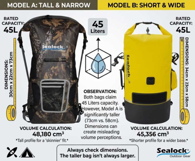 Guía de capacidad de mochilas impermeables para compradores