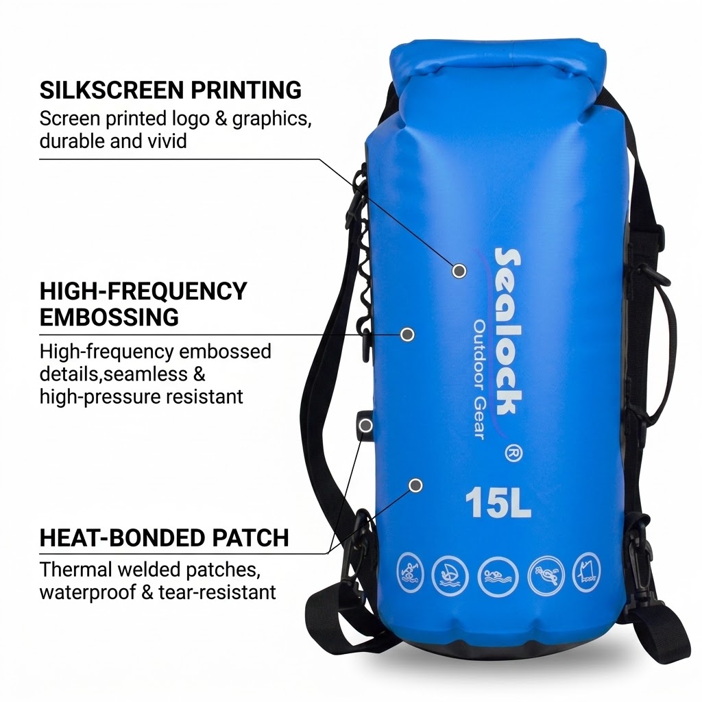 Su logotipo en una bolsa impermeable: qué métodos sobreviven al agua