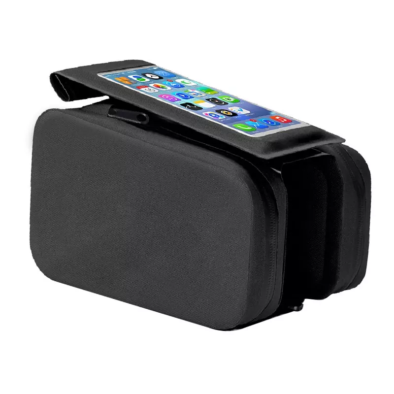 Bolsa para tubo superior de bicicleta con soporte para teléfono